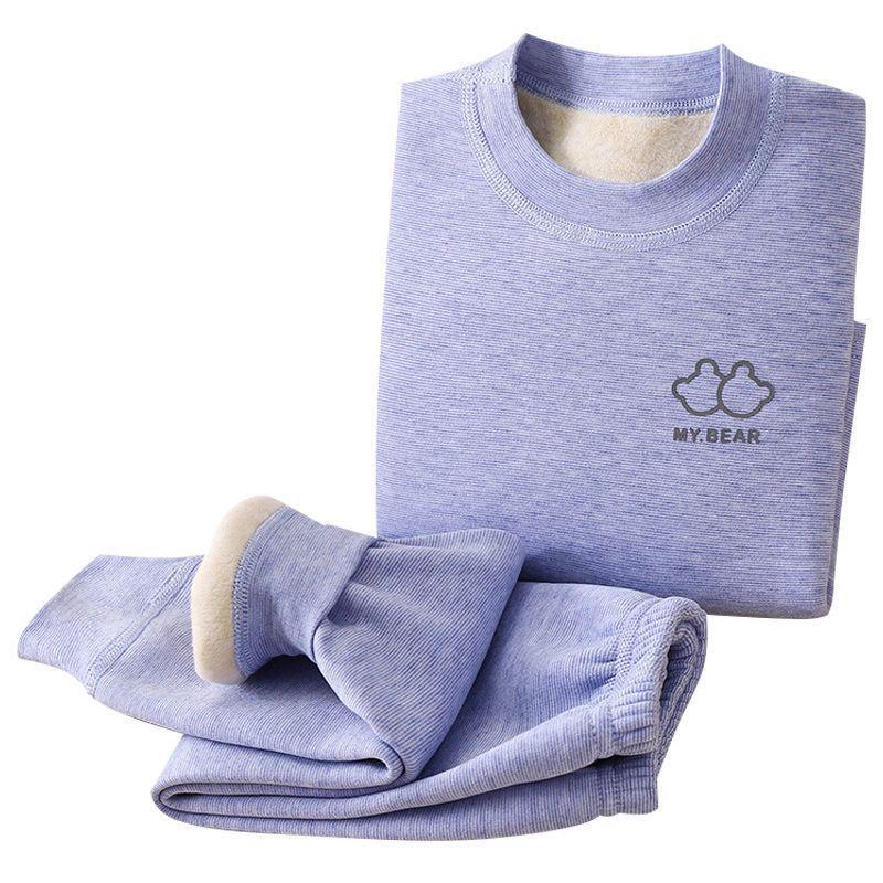 Koala Fleece Seamless Kids' Warm Suit: Brushed Thick Underwear for Autumn & Winter