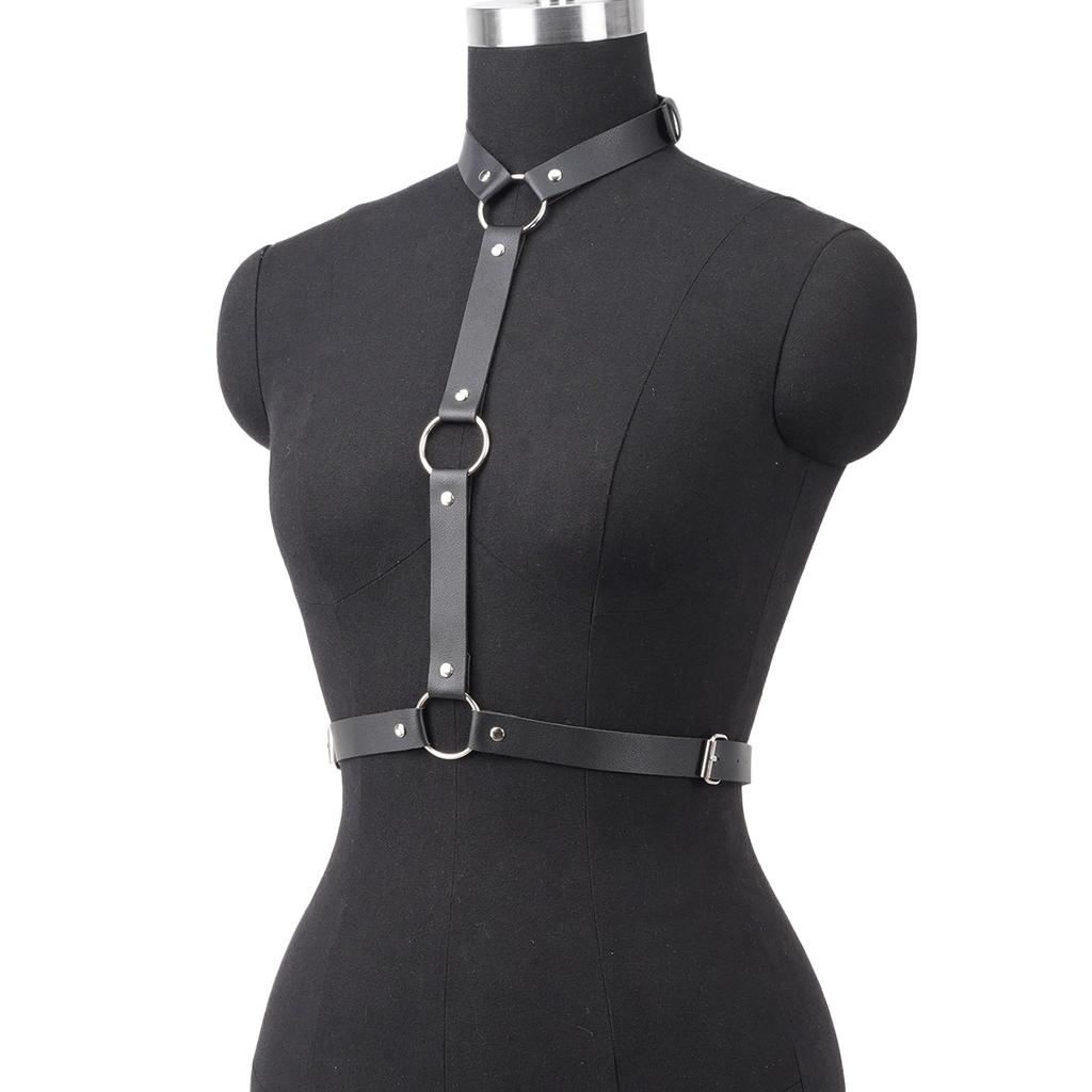 Cintura Moda Donna Stile Street Harness in Pelle Cintura Vita Corsetto Decorativa Punk Fascia Vita in Pelle Accessori Abbigliamento Gotico