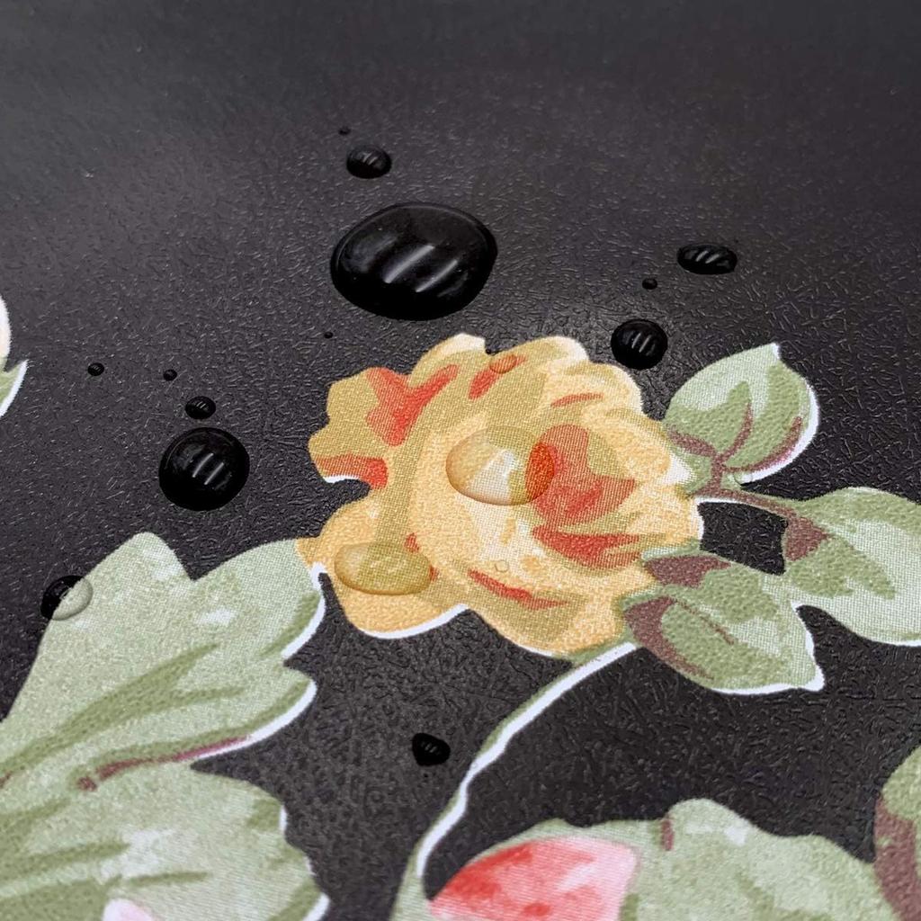 1pc Flower Shelf Liner Black Drawer Cover Paper Self-adhesive Rental House Furniture Decoration DIY Desktop Surface, Retro Self-adhesive Wallpaper