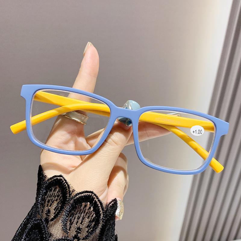 Colorful Anti Blue Light Reading Glasses Spring Eyeglass Legs AC Eyeglass Lenses 0To+4.0 Rectangular Fashion Far Sighted Glasses