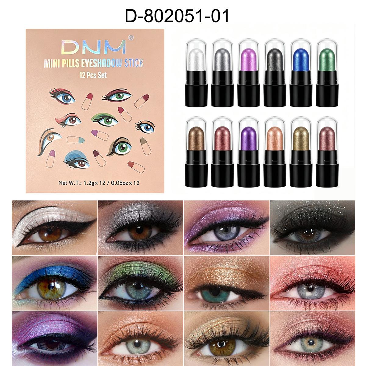 DNM 12 Make-up Set Capsule Oogschaduw Stick Duurzaam En Makkelijk Te , Parel Licht, Glanzend, En Slaaprups Verhelderend