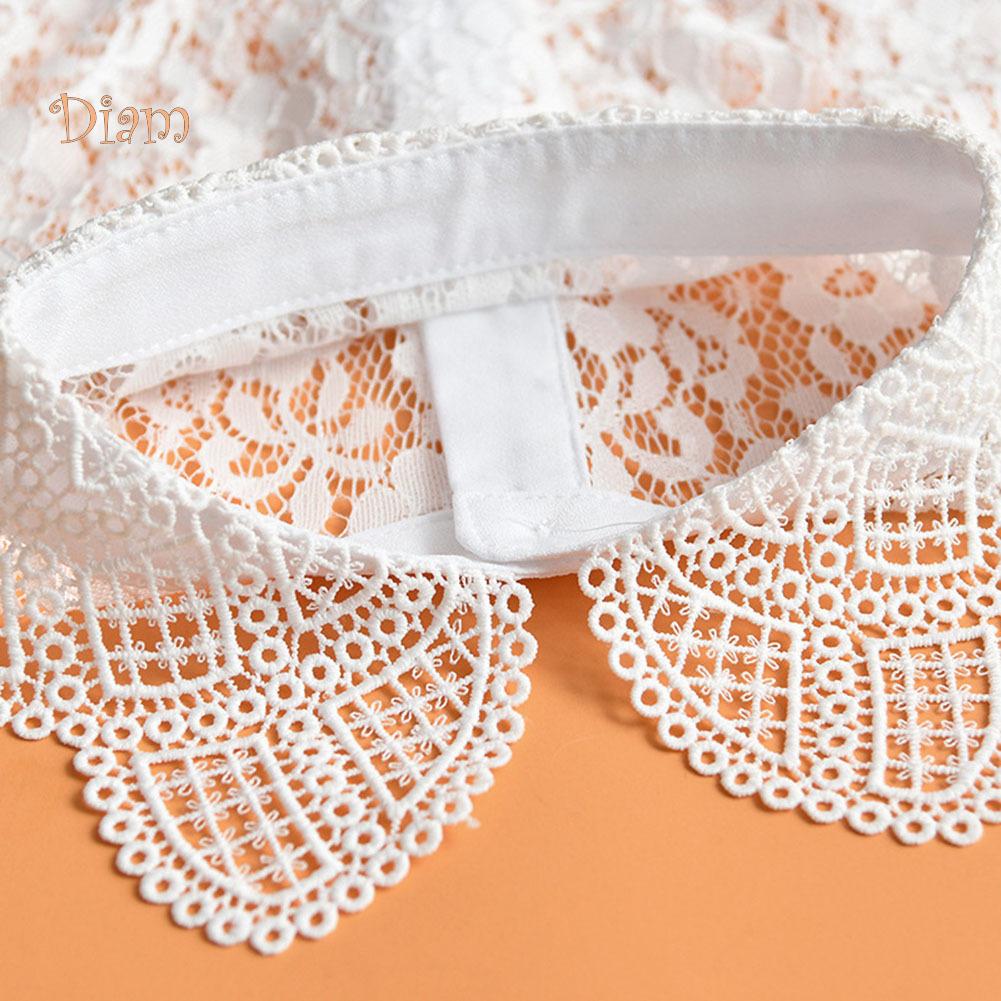 Miss Sugar Donna Pizzo Finto Bianco Nero Camicia Collo a Bottone Accessorio Blusa Staccabile