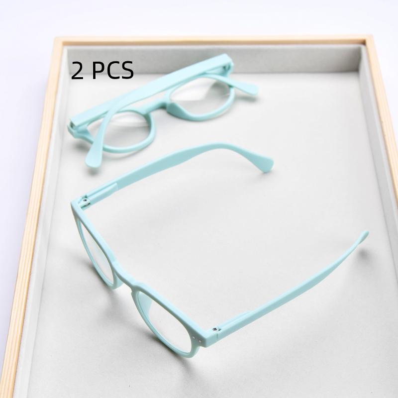 2Pcs Suit Round Reading Glasses Women Glasses Frame Retro Prescription Frames Men Orange Eyeglasses Frame Spring Hinge