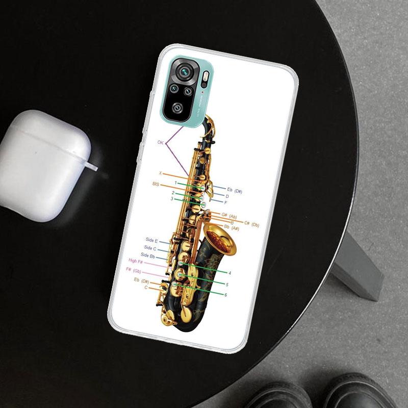

Music Saxophone Instrument Phone Case Cover for Xiaomi Redmi Note 15 14 13 12 11 Pro Plus 14S 12S 11S 11T 11E 10S 10 Customized Redmi Note 15 Pro 4G