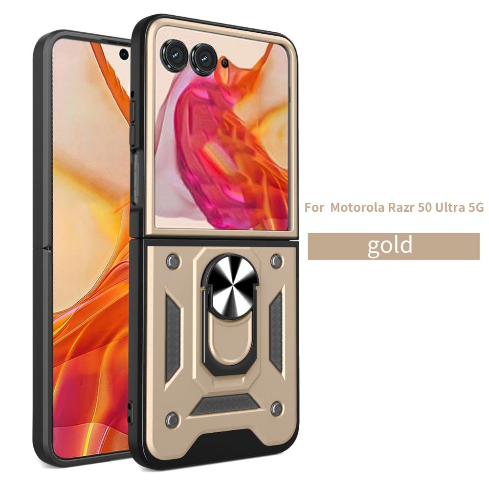 Funda for Motorola Razr 50 Ultra Case Armor Slide Camera Ring Stand Protective Cover for  Motorola Moto Razr 50 Ultra Capa