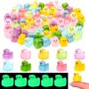 100Pcs Mini Blocky Resin Duck Luminous Tiny Ducks Bulk Glow In The Dark Colorful Micro Duck Figures For Garden Aquarium Dollhous