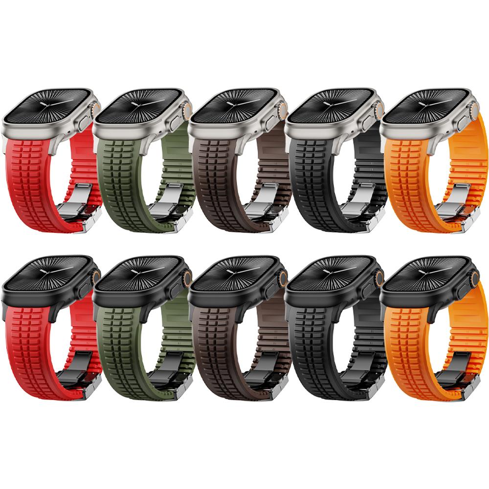 Silicone TPU Strap for Apple Watch Band Ultra 3 49mm 46mm 45mm 44mm Titanium Color Bracelet for IWatch Series 11 10 9 8 SE 7 6 5