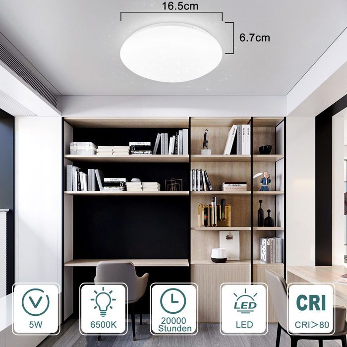 Plafonnier LED - NETTLIFE - Rond 16,5 cm - 5W - 6500K - Lot de 2