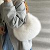 Autumn and Winter New Wooden Bead Portable Plush Shoulder Bag Handbag Texture Fashion Bag Female Sweet Cute Armpit Bag