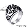 Men's Stainless Steel Agate Gold Masonic Ring Men's Personality Ring Titanium Steel Ring Punk Ring Men's Accessories