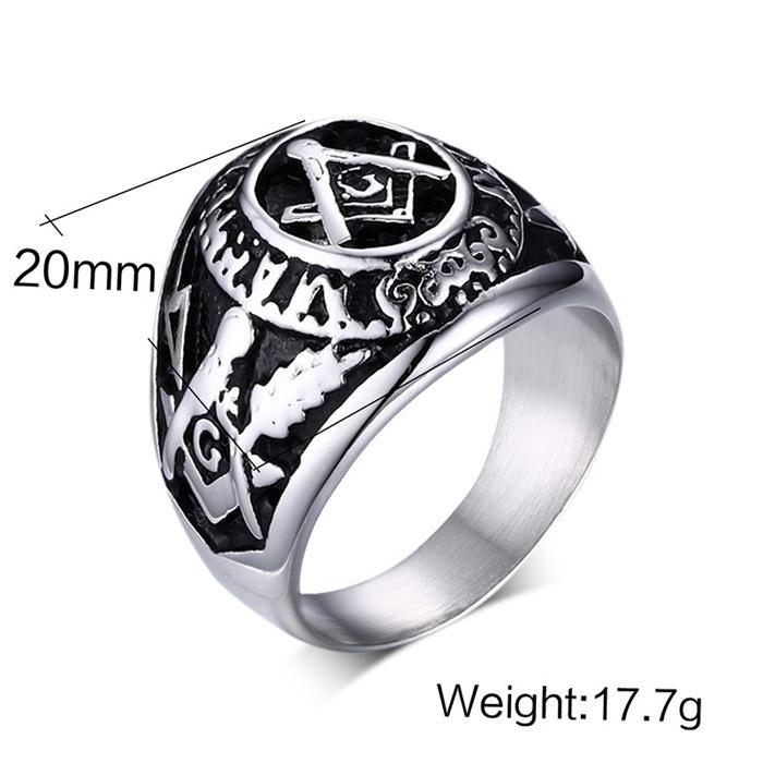 Herren Edelstahl Achat Gold Freimaurerring Herren Persönlichkeitsring Titanstahlring Punkring Herren Accessoires