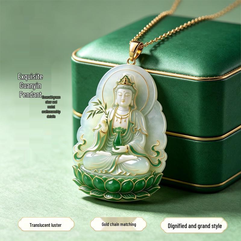 Guan Yin Lotus Pendant Necklace: Chinese-Style Guardian Gift for Friends