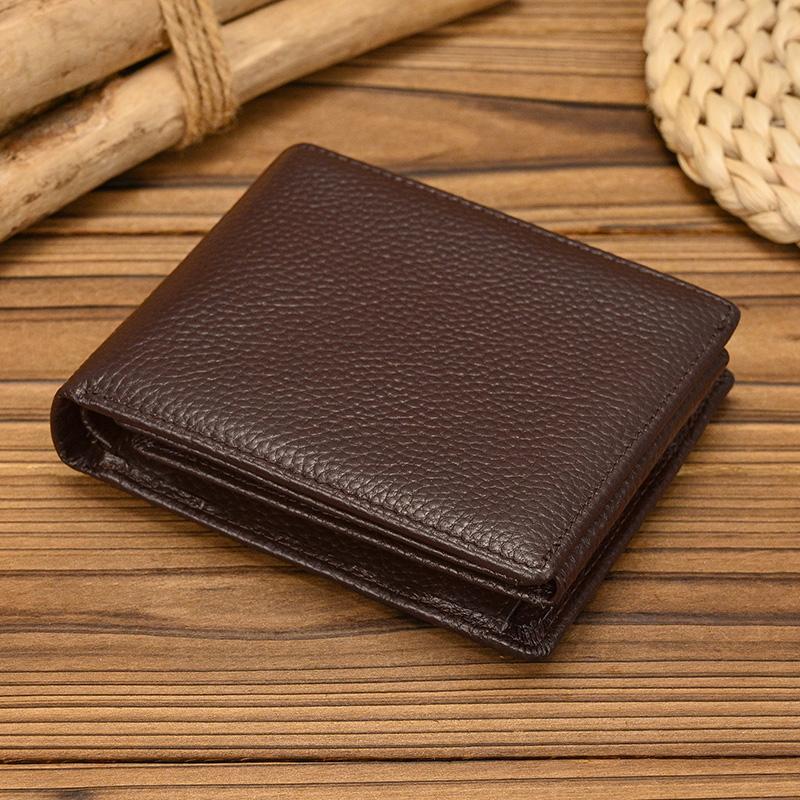 Fashion Men's Short Wallet Genuine Leather Handmade Leather Short Purse For Man Male Cowhide Small Purse For Men Card Holder