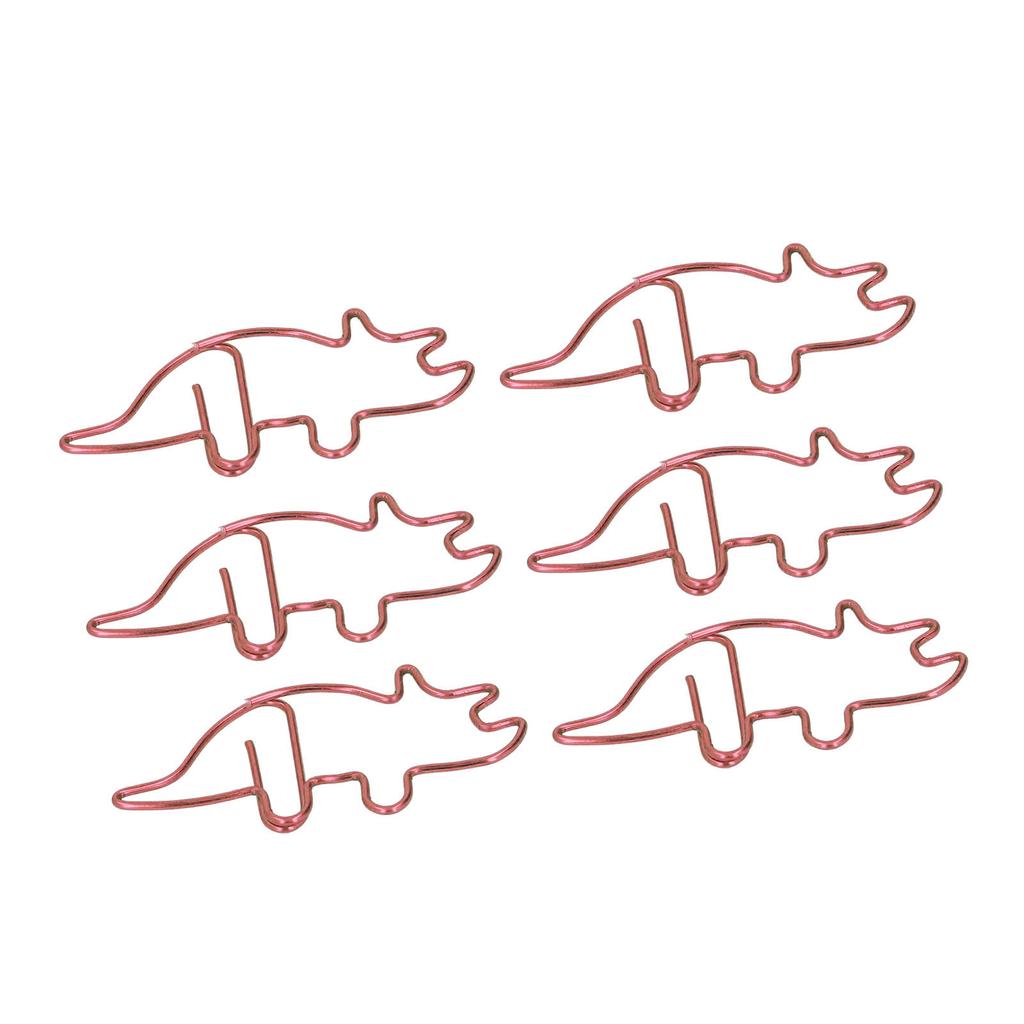 100 buc agrafe de hârtie în formă de Triceratops roșu în formă de metal galvanizare procesul lumină portabilă birou C