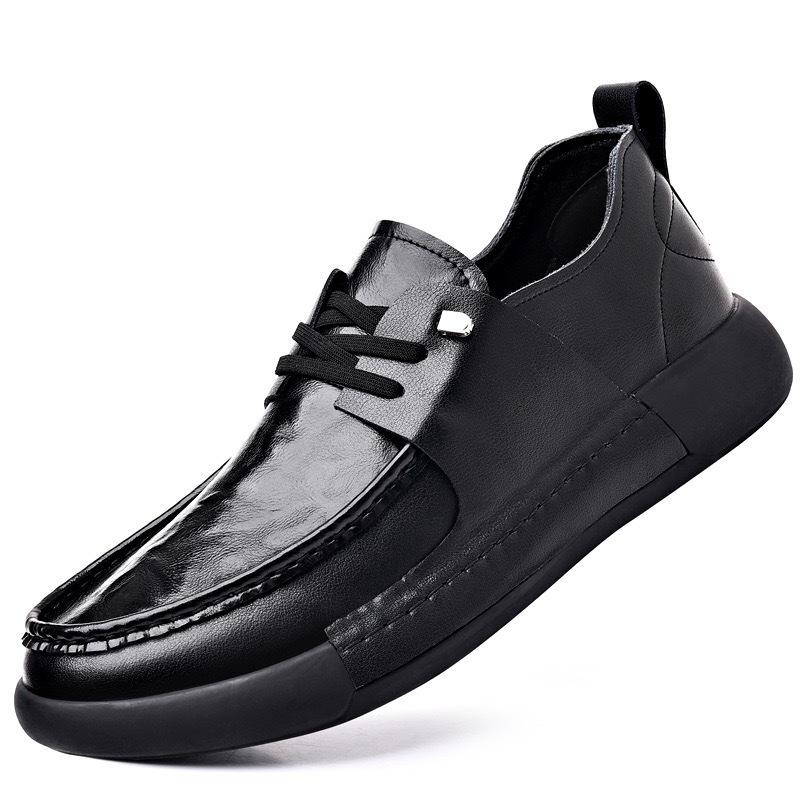 New Leather Shoes for Men's Shoes with Soft and Thick Sole Versatile Men's Casual Leather Shoes for Men's One-foot-resistant Shoes