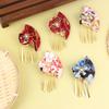 Women Hairpin Faux Pearl Flower Fan Hair Decor Japanese Traditional Dress Kimono Robe Hair Clip Kids Girls Hair Accessories