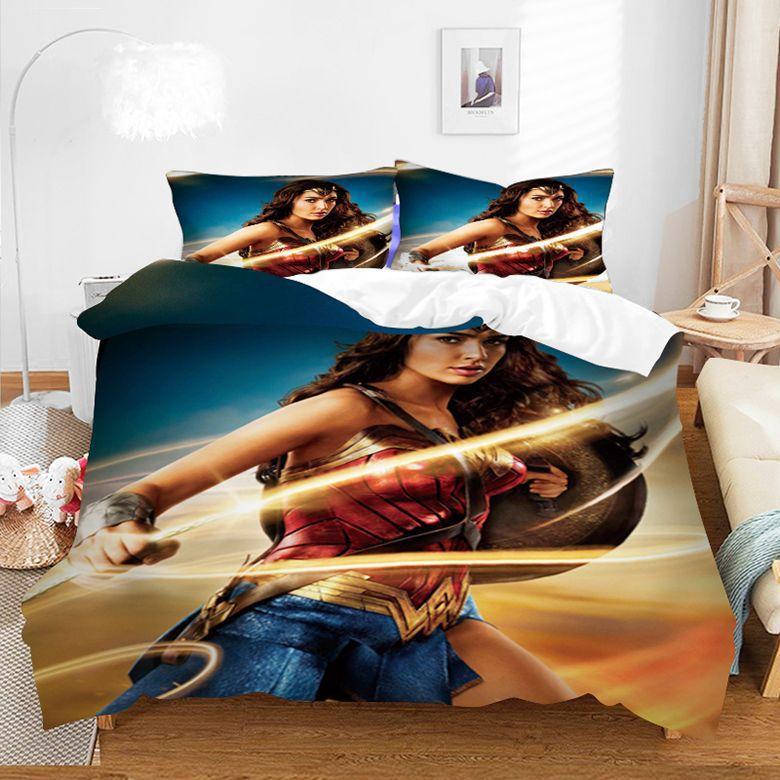 Wonder Woman Digital Printing Quilt Cover Pillowcase Three-Piece Living Bedding