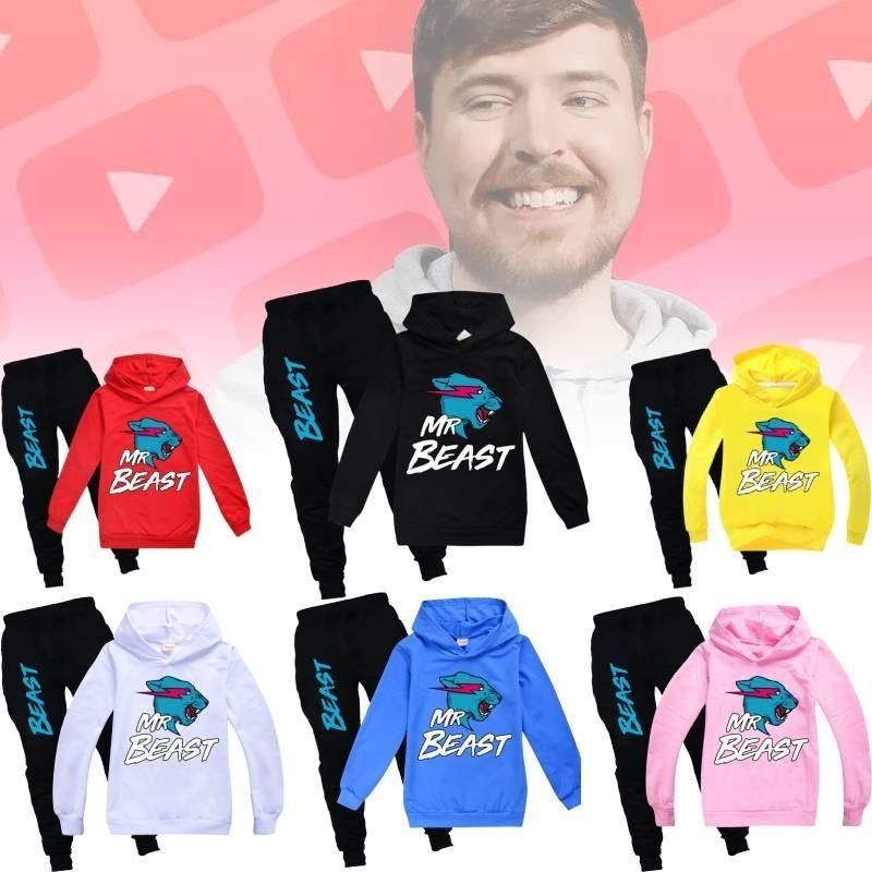 Trendiges Mr. Beast Cartoon Hoodie-Set für Jungen und Mädchen – bequem und stylisch