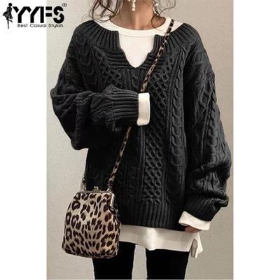 Moda dama ocazional toamna iarna imprimeu culoare uni pulovere cu maneca lunga cu decolteu in V