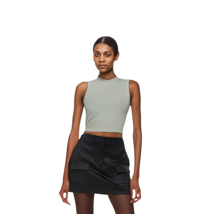SKIMS Cotton Mock Neck Sleeveless Tank Top Women tops Mineral AP-TNK-0268-FLU