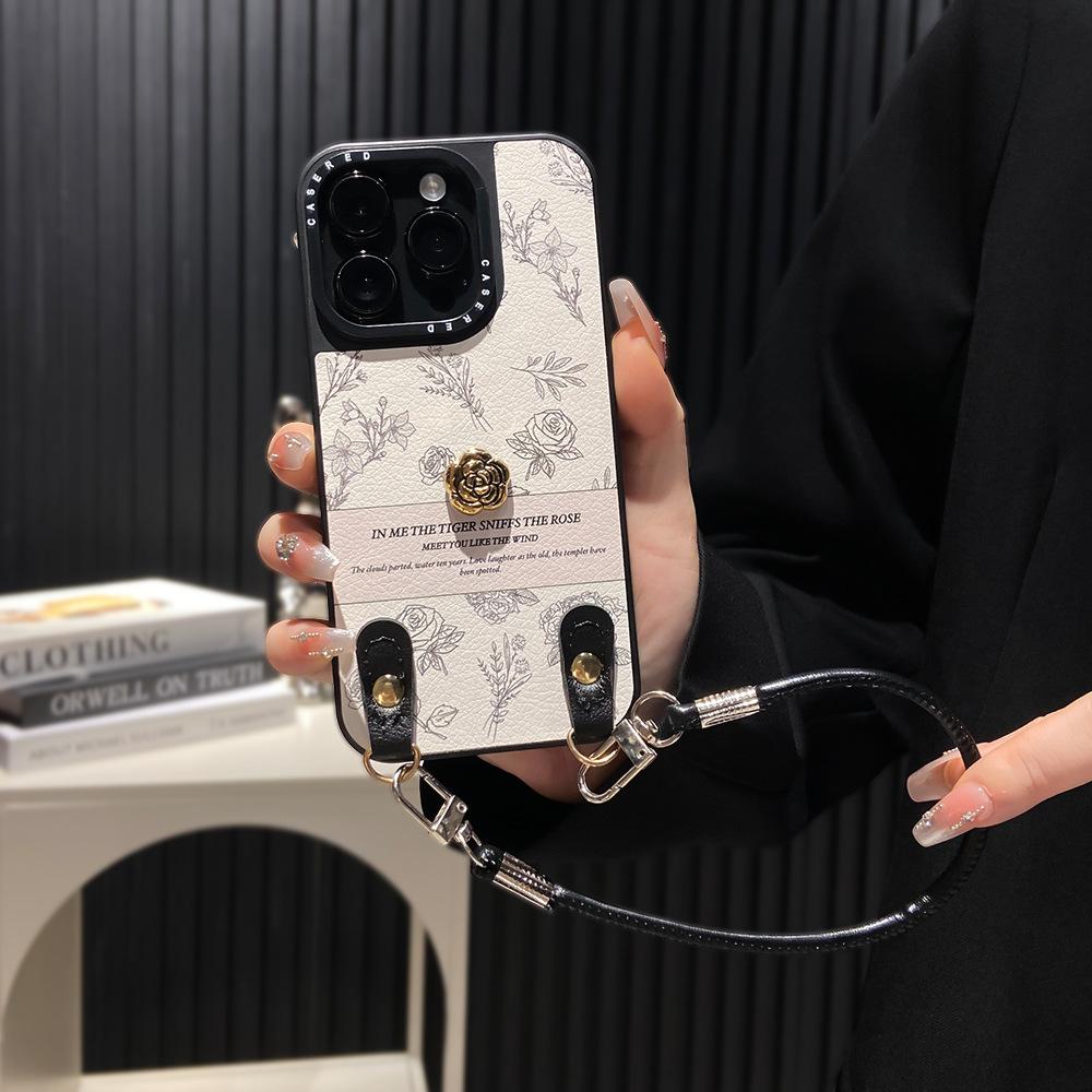 Applicable to Apple 16/17Promax lanyard mobile phone case iPhone12/13/14/15 oblique span anti-drop protective case