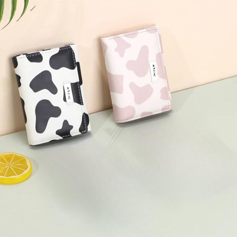 Women New Fashion Wallet Leather Cartoon Cow Cattle Short Ladies Multi-card Slot Coin Purses Cute Triple Fold Wallet