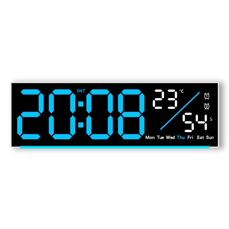 Large Digital Wall Clock with Mood Light TEMP Date Week 2 Alarm Auto Dimming Count-up Countdown Table Clock 12/24H DST LED Clock