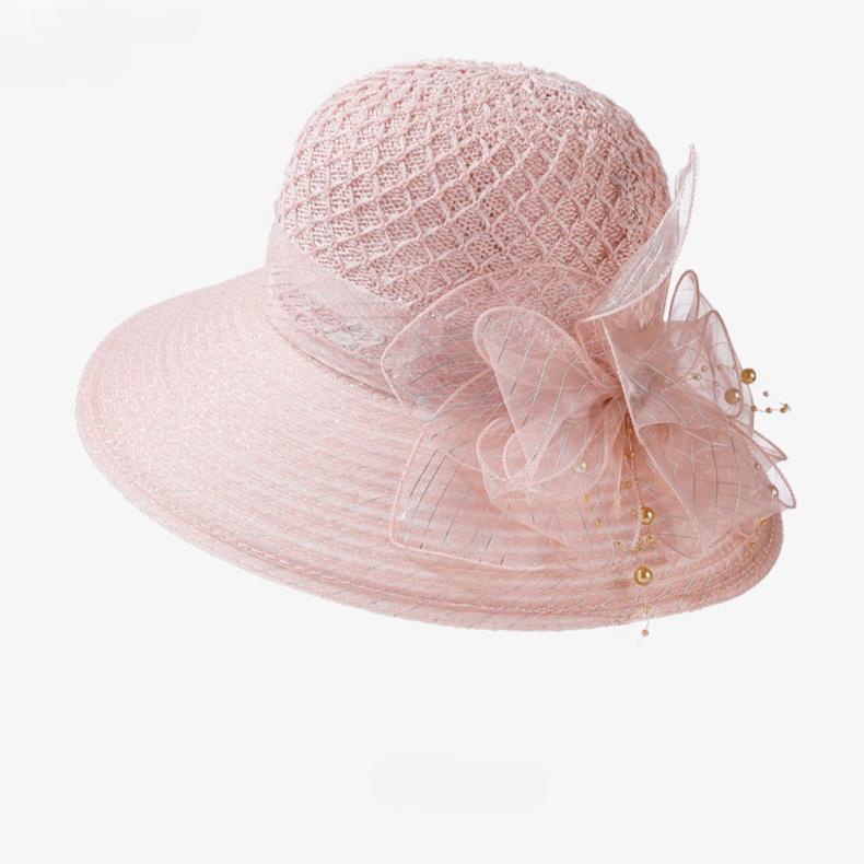 Klobouk letní nový organzový květinový prodyšný klobouk s ochranou proti slunci pro ženy plážový klobouk s přírubou
