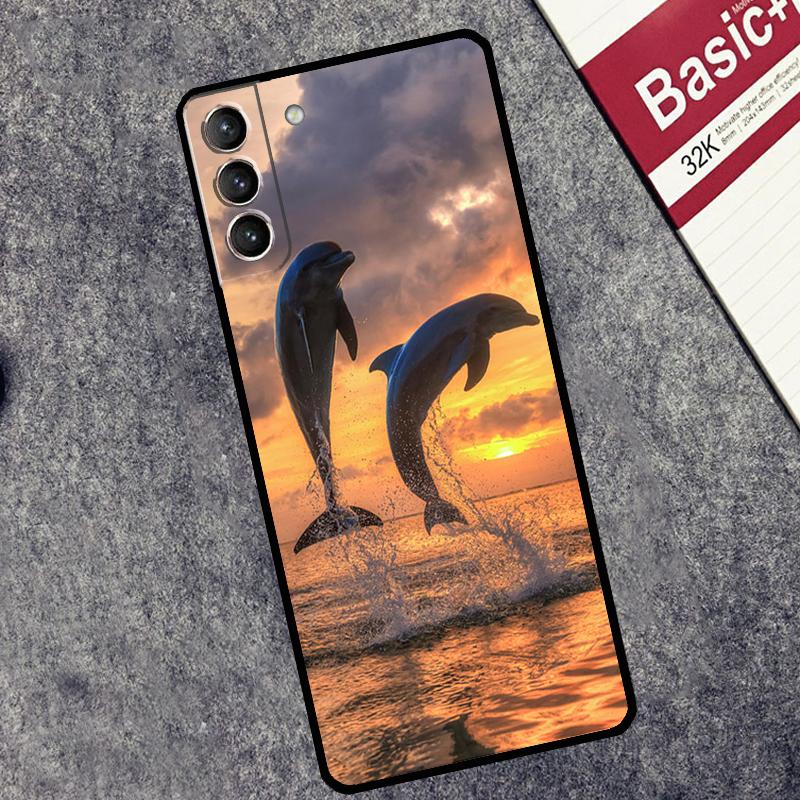 Ocean Dolphin Case For Samsung Galaxy S24 S23 S22 S21 Ultra Plus Note 10 Note 20 S8 S9 S10 S20 FE Cover