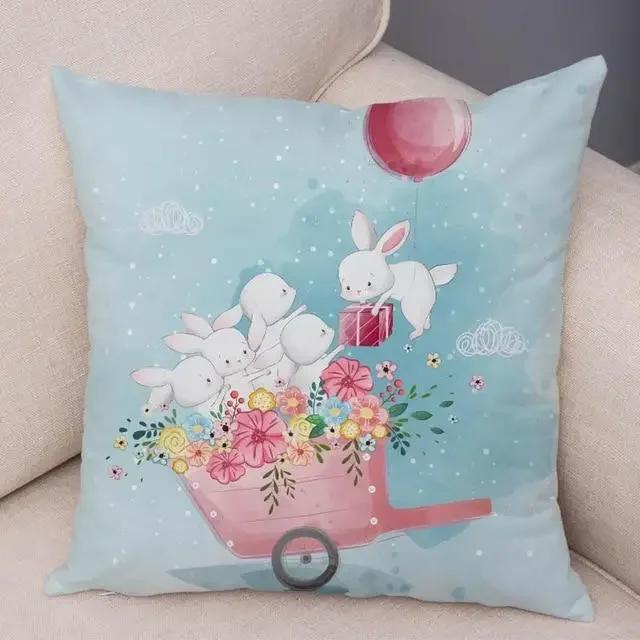 Cute Cartoon Giraffe Fox Reindeer Pillow Cover Nordic Children's Room Decoration Sofa Home Animal Cushion