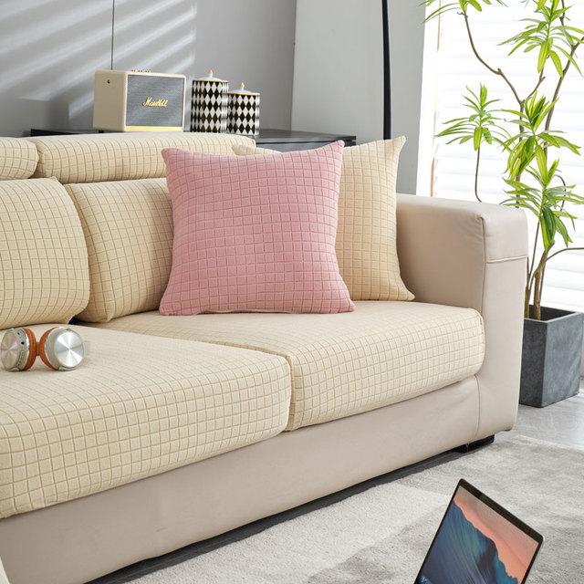 

Клетчатый чехол на сиденье дивана, эластичная подушка, чехол для дивана, защита для мебели, мягкая гибкость с эластичной резинкой для домашних животных Back cover M 1pc бежевый