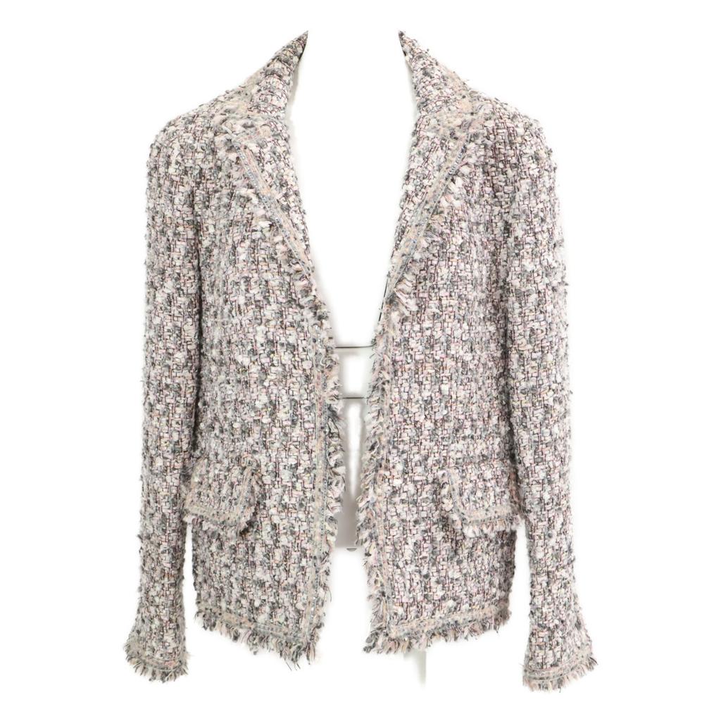 Chanel Krajowo autoryzowana 04A P24504V15039 Kurtka Karl Lagerfeld Fantasy Tweed 40 Różowy x SzaryUżywana