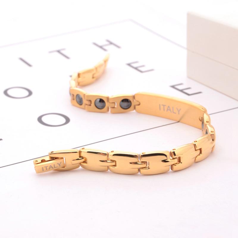 Fashionable Titanium Steel Gold Bracelet Magnet Energy Bracelet ITALY Inlaid Diamond Women's Handmade Bracelet