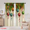 2pcs,2D Plane Printing Curtain Fabric Christmas Ornaments Hanging Festive Ribbons (3) Versatile 100% Polyester (without Rod)