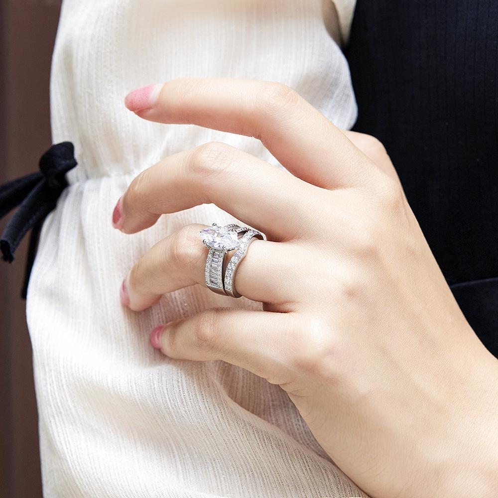 Lindon Classic 925 Sterling Silver Zircon Ring Ladies Jewelry Wedding Promise Party Gift