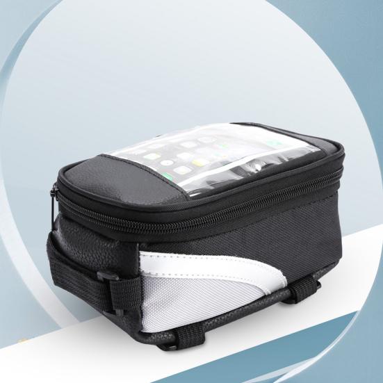 Bike Frame Bag Waterproof Touch Screen Oxford Cloth Zipper Design Front Tube Bag