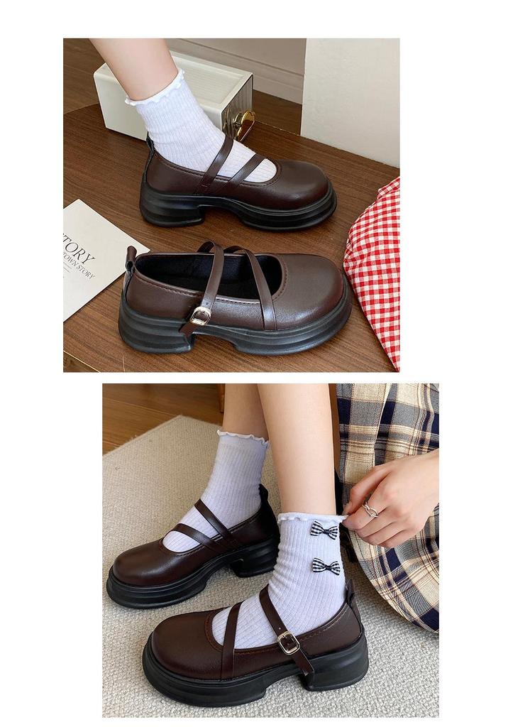 Mary Jane Women's Leather Shoes - 2023 Spring/Summer, Versatile Academy Style, Thick Sole, Low-Cut, Comfortable
