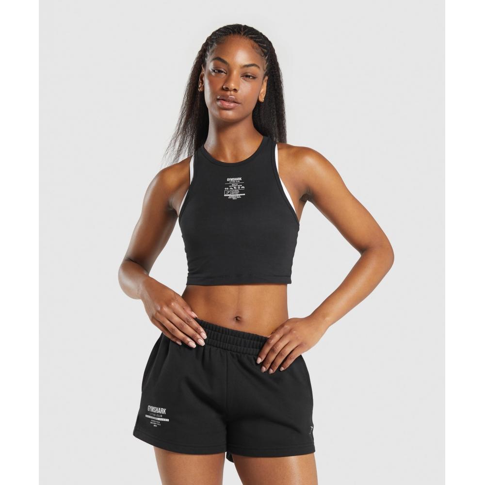 

Укороченная майка GYMSHARK Care Label с графическим принтом, черная B2B1J BB2J XS