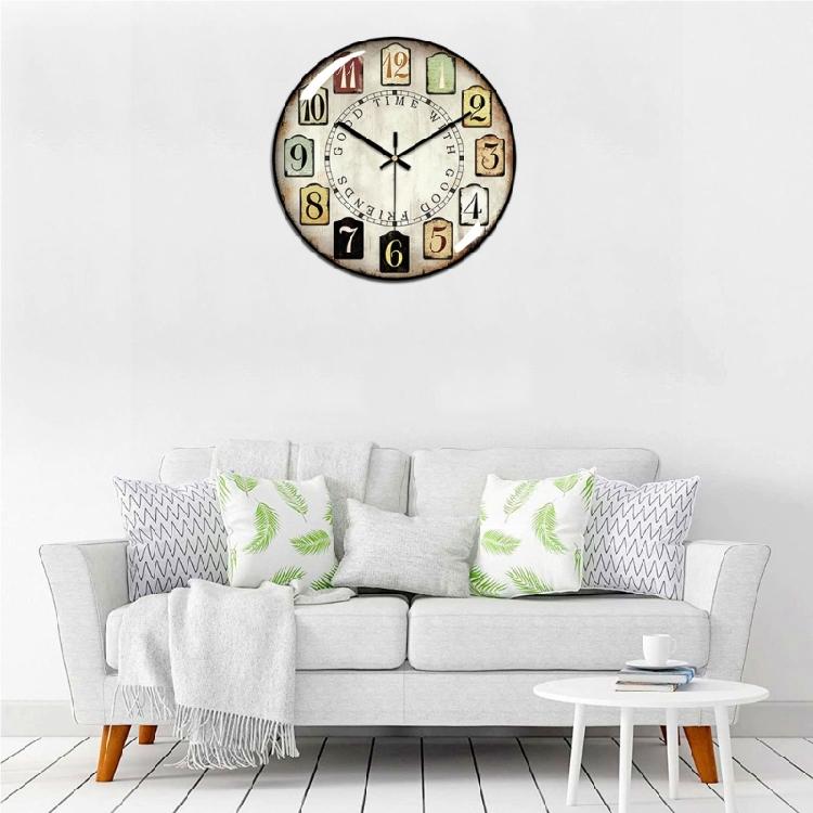 Vintage Wall Clock with Large Arabic Number Quiet Movement Battery Operate Clock
