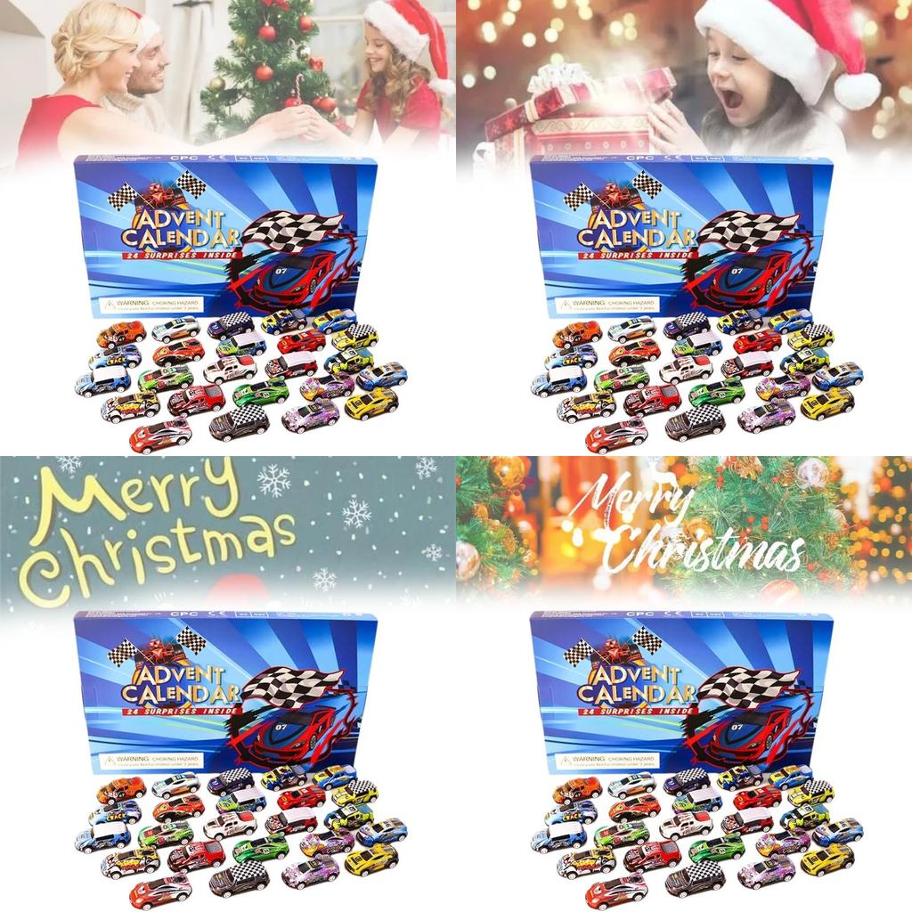 Advent Calendar Countdown Toy Cars Set For Kids Featuring 24 Unique Collectible Designs