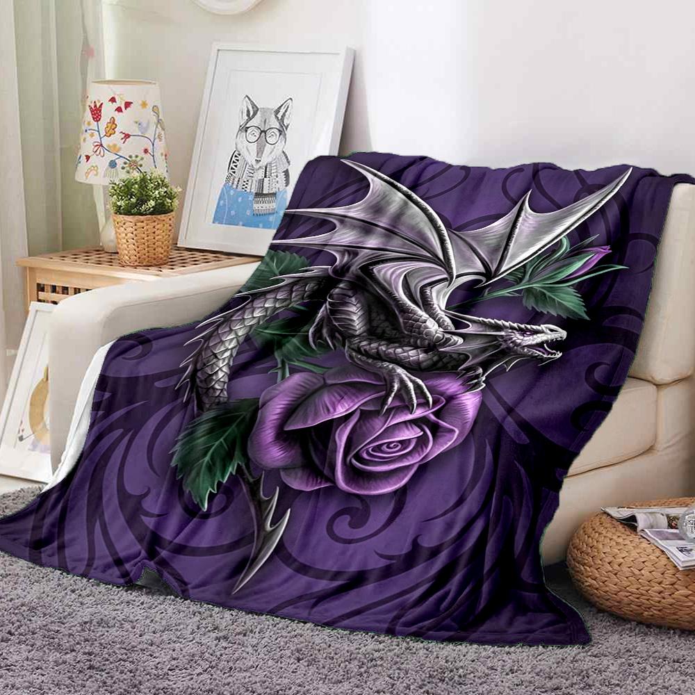 Purple Dragon Flannel Blanket Throw Blanket Soft Warm Sofa Bed Camping Home Decor Unique Christmas Gift Cs92223