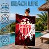 Football Crest Heartbeat Printed Microfiber Beach Towel, Soft And Absorbent, Quick-Dry, Ideal for Summer Travel, Beach Essential, Swimming Pool
