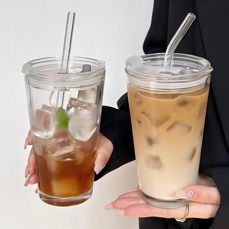 Shangqi Glass Beverage Tumbler Set with Straw and Lid
