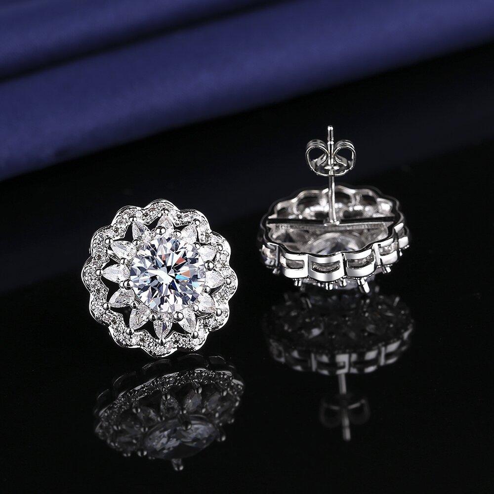 Luxury Five-carat Luxury Studded with Diamond Zircon Necklace Ring Earrings Set Bridal Wedding Accessories