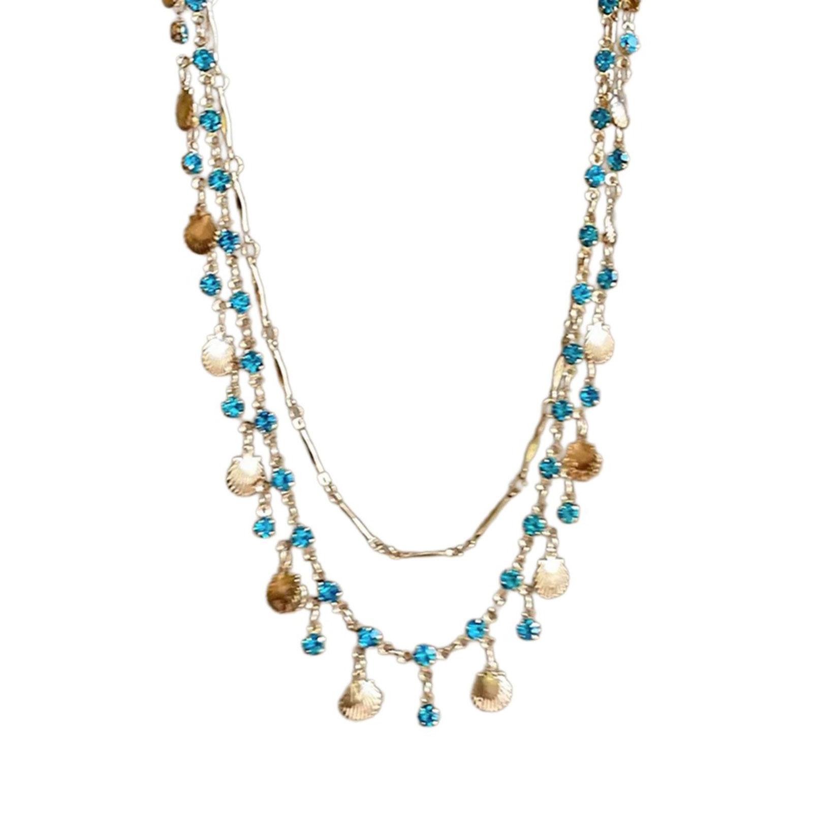 

Элегантный синий циркон золотая ракушка ожерелье браслет для женщин модный ключичный браслет цепочка ювелирные изделия аксессуар 2