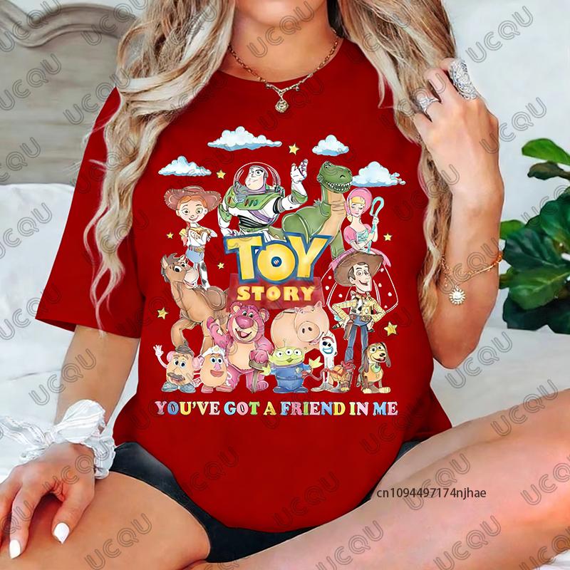 Toy Story You Have a Friend in Me Print Cotton WoUnisex T Shirt Summer Short Sleeve Tees Casual Oversized Unisex Tops
