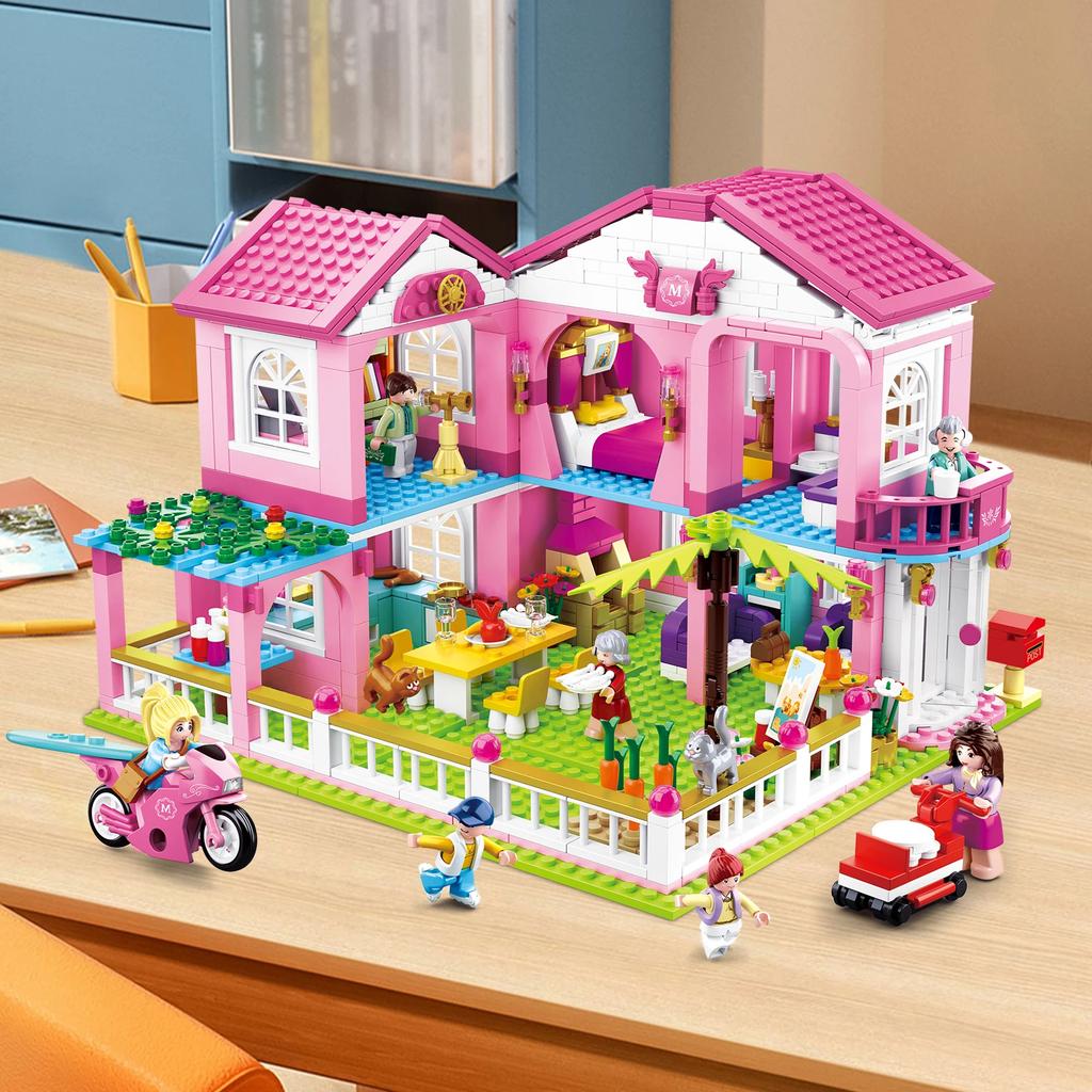 896PCS Beach Holiday Villa Building Blocks Idea Desktop Decoration Girls Play House Toys Children's Educational DIY Toy Gifts NO BOX