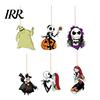 Halloween Holiday Decoration 6Pcs Wooden Hanging Decoration, Ghost Pumpkin Eyeball Party Supplies Ornament with Rope, Spooky