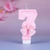 1Pc Creative Cute Bow-Tie Shaped Number Cake Candle With Drip-Prevention Tray Birthday Cake Party Anniversary Cake Decoration