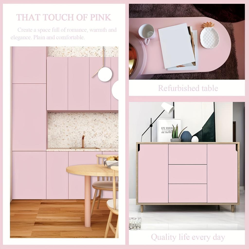 1 Roll Pink Peel and Stick Wallpaper 23.62x393.7in Self-adhesive Dormitory Furniture Renovation Wall Decoration